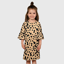 Платье клеш для девочки Пятнистый паттерн светло-коричневый, цвет: 3D-принт — фото 2