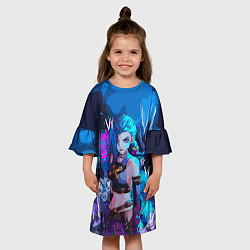 Платье клеш для девочки Просто Джинкс - Лига легенд, цвет: 3D-принт — фото 2