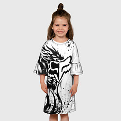 Платье клеш для девочки Fox motocross - белый дракон, цвет: 3D-принт — фото 2