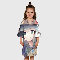 Платье клеш для девочки Touhou Project Улыбающаяся Койши Комейдзи, цвет: 3D-принт — фото 2