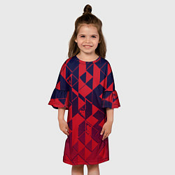 Платье клеш для девочки Сине-красный геометрия градиент, цвет: 3D-принт — фото 2