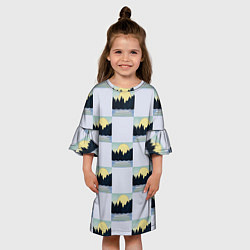 Платье клеш для девочки Пейзаж горы и солнце, цвет: 3D-принт — фото 2