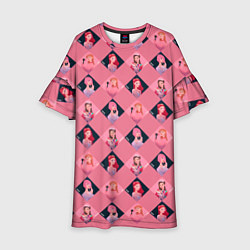 Платье клеш для девочки Розовая клеточка black pink, цвет: 3D-принт