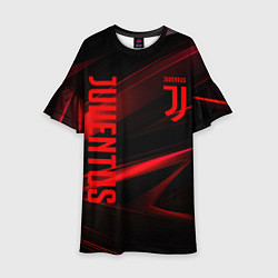 Платье клеш для девочки Juventus black red logo, цвет: 3D-принт
