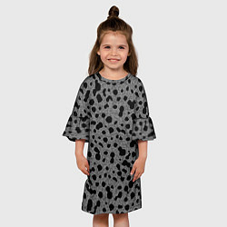 Платье клеш для девочки Пятнистый чёрно-серый, цвет: 3D-принт — фото 2