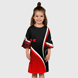 Платье клеш для девочки Кавасаки - красные волны, цвет: 3D-принт — фото 2