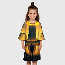 Платье клеш для девочки Парень напротив взрыва, цвет: 3D-принт — фото 2