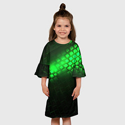 Платье клеш для девочки Неоновые зеленые пластины, цвет: 3D-принт — фото 2