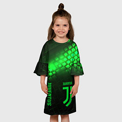 Платье клеш для девочки Juventus green logo neon, цвет: 3D-принт — фото 2