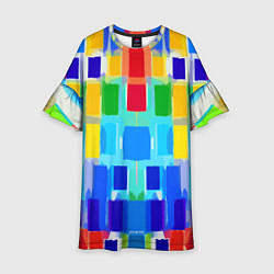 Платье клеш для девочки Colorful strips - pop art - vogue, цвет: 3D-принт