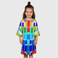 Платье клеш для девочки Colorful strips - pop art - vogue, цвет: 3D-принт — фото 2