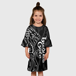 Платье клеш для девочки Балдурс гейт 3 - черный дракон, цвет: 3D-принт — фото 2