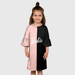 Платье клеш для девочки Барби - сплит нежно-персикового и черного, цвет: 3D-принт — фото 2