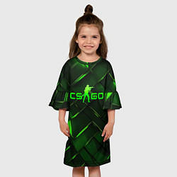 Платье клеш для девочки CSGO green abstract elements, цвет: 3D-принт — фото 2