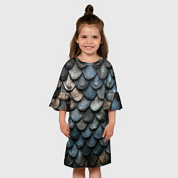 Платье клеш для девочки Чешуя тёмного дракона, цвет: 3D-принт — фото 2
