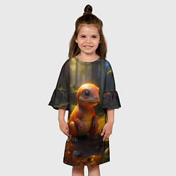 Платье клеш для девочки Динозаврик, цвет: 3D-принт — фото 2