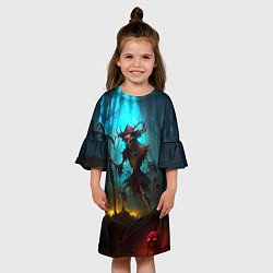 Платье клеш для девочки Скелет в мрачном лесу, цвет: 3D-принт — фото 2