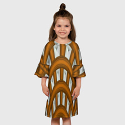 Платье клеш для девочки Деревянные своды, цвет: 3D-принт — фото 2