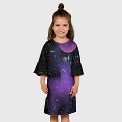 Платье клеш для девочки Фон космоса звёздное небо, цвет: 3D-принт — фото 2