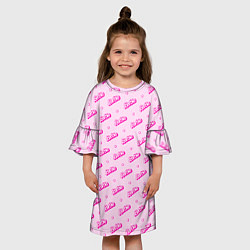 Платье клеш для девочки Паттерн - Барби и сердечки, цвет: 3D-принт — фото 2