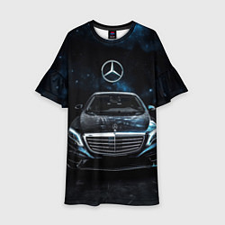 Платье клеш для девочки Mercedes Benz space background, цвет: 3D-принт