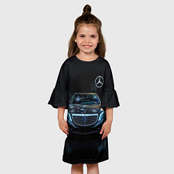 Платье клеш для девочки Мерседес космос, цвет: 3D-принт — фото 2