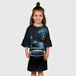 Платье клеш для девочки Мерседес черное небо, цвет: 3D-принт — фото 2