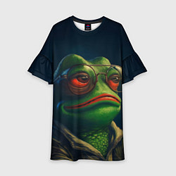 Платье клеш для девочки Pepe frog, цвет: 3D-принт