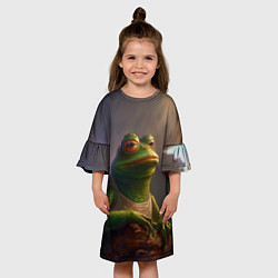 Платье клеш для девочки Натуральная лягушка Пепе, цвет: 3D-принт — фото 2