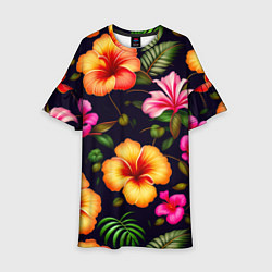 Детское платье Гавайские цветы узор