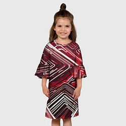 Платье клеш для девочки Кибер линии красный-белый, цвет: 3D-принт — фото 2
