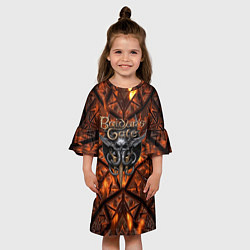 Платье клеш для девочки Baldurs Gate 3 logo fire, цвет: 3D-принт — фото 2