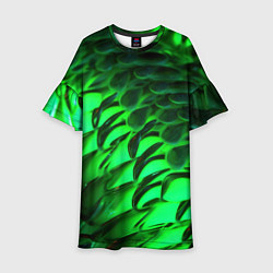 Платье клеш для девочки Зеленая объемная текстура, цвет: 3D-принт