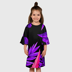 Платье клеш для девочки Floral composition - neon, цвет: 3D-принт — фото 2