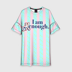 Платье клеш для девочки I am Kenough - фраза и костюм Кена в полоску, цвет: 3D-принт