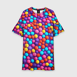 Платье клеш для девочки Паттерн разноцветные шарики - нейросеть, цвет: 3D-принт