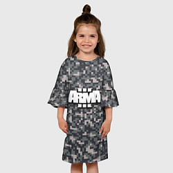 Платье клеш для девочки Арма 3 - хаки, цвет: 3D-принт — фото 2