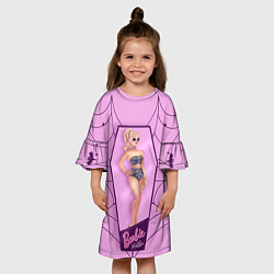 Платье клеш для девочки Хэллоуин Барби в коробке на фоне паутины, цвет: 3D-принт — фото 2