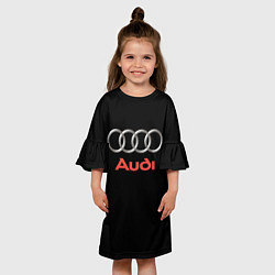 Платье клеш для девочки Audi sport на чёрном, цвет: 3D-принт — фото 2