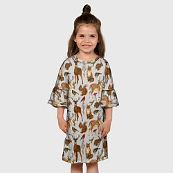 Платье клеш для девочки Лесные животные, цвет: 3D-принт — фото 2