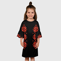 Платье клеш для девочки Удмуртский - вертикаль black 2, цвет: 3D-принт — фото 2