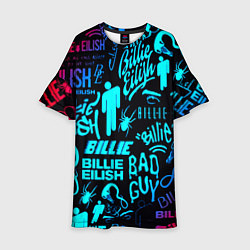 Платье клеш для девочки Billie Eilish neon pattern, цвет: 3D-принт