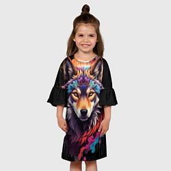 Платье клеш для девочки Волчица, цвет: 3D-принт — фото 2
