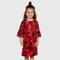 Платье клеш для девочки Лепестки алых роз, цвет: 3D-принт — фото 2