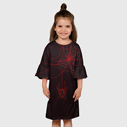 Платье клеш для девочки Красная паутина, цвет: 3D-принт — фото 2