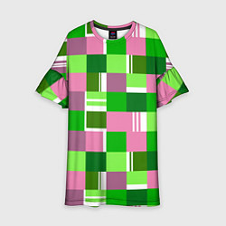 Платье клеш для девочки Ретро квадраты ванильные, цвет: 3D-принт