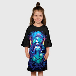 Платье клеш для девочки Сказочная ведьма с черепами, цвет: 3D-принт — фото 2