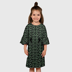 Платье клеш для девочки Неоновая кибер-кольчуга зелёная, цвет: 3D-принт — фото 2