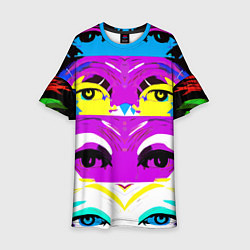 Платье клеш для девочки Eyes - pop art - neural network, цвет: 3D-принт