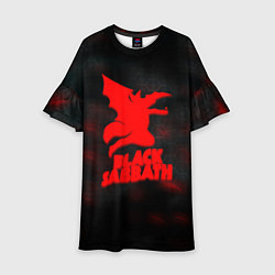 Платье клеш для девочки Black Sabbath краски метал, цвет: 3D-принт